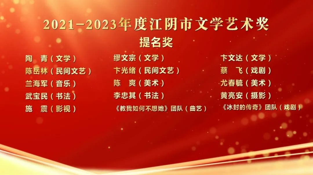 江阴市陶白文学艺术奖评奖结果终于出炉